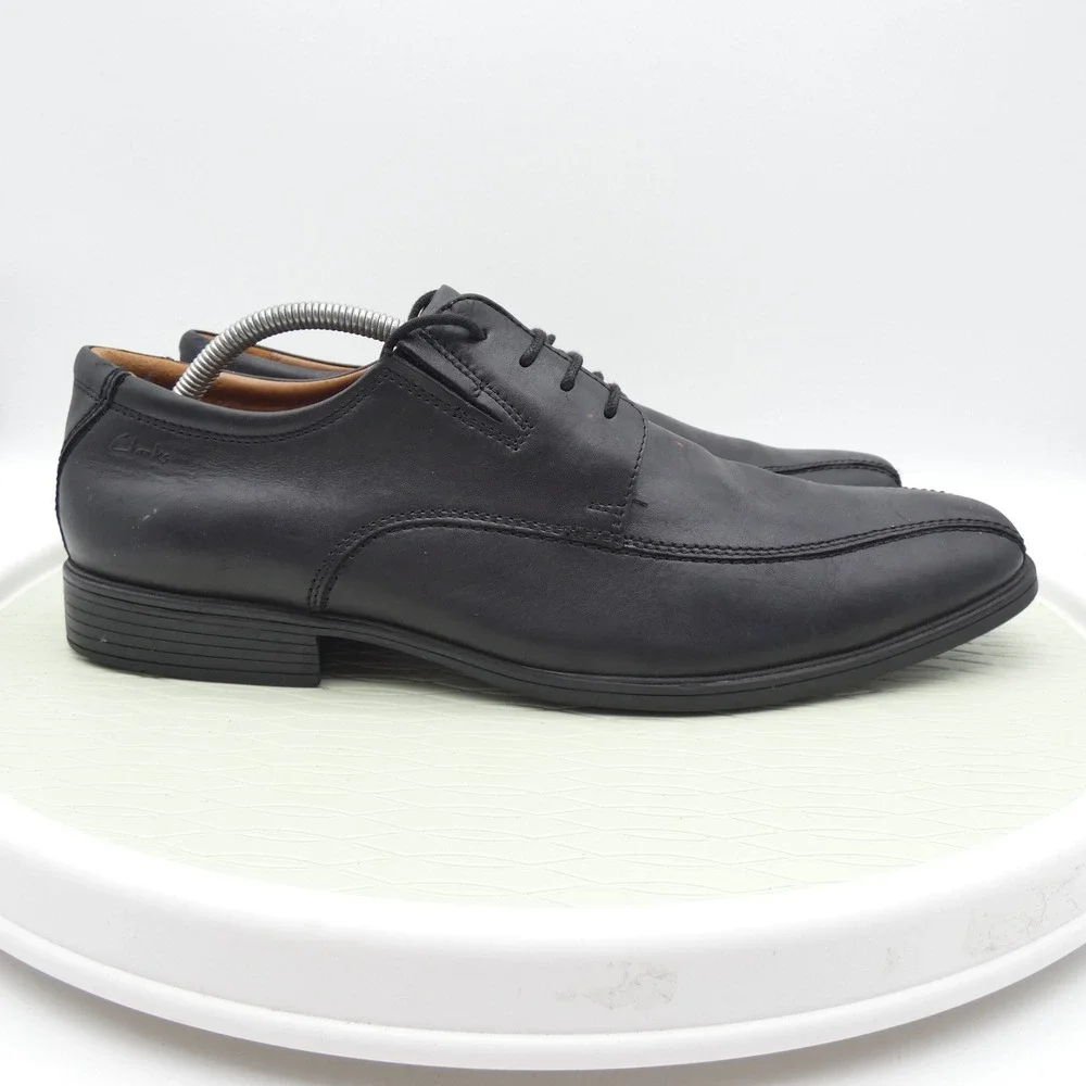 Clarks Collection Mens Tilden Walk Black Leather Derby Shoes Size 13W